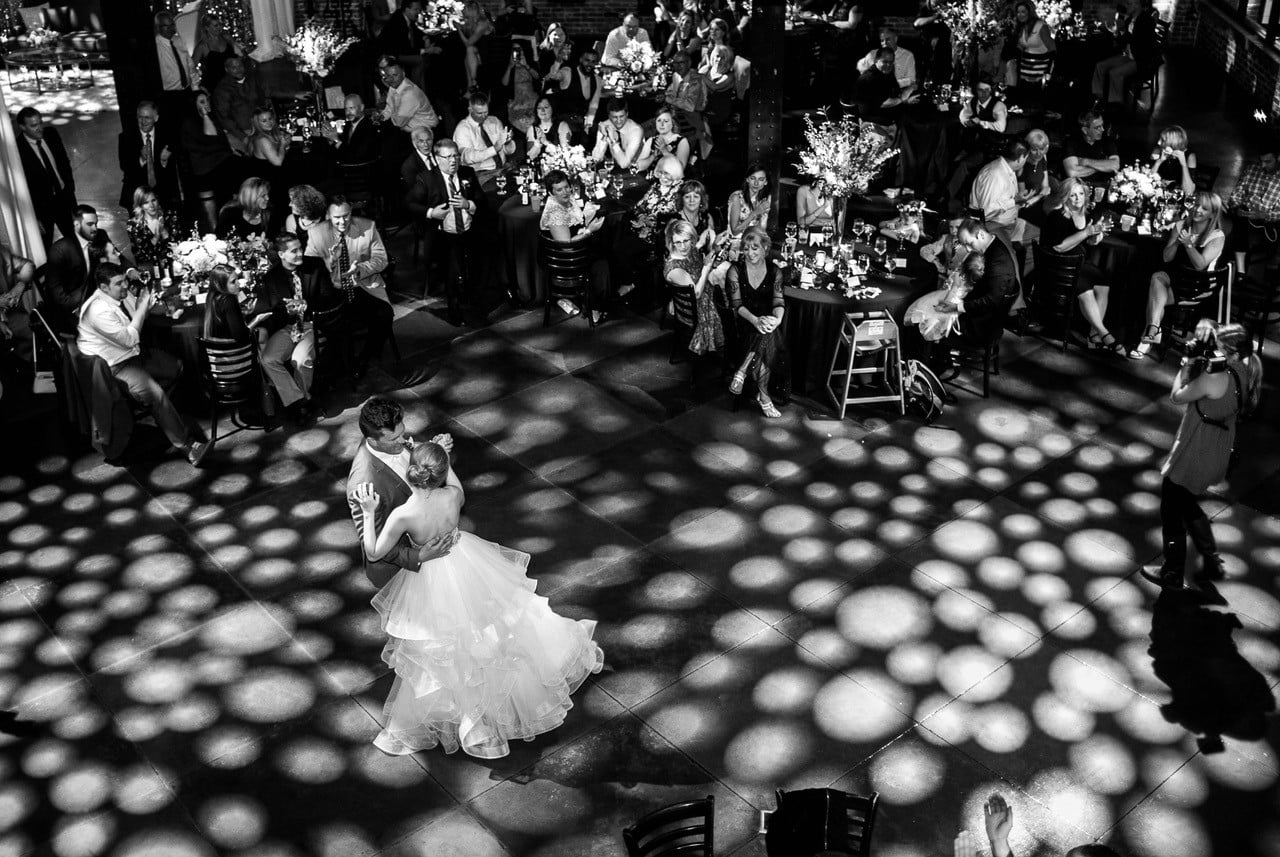 Mile High Station bw gobo on dance floor wedding